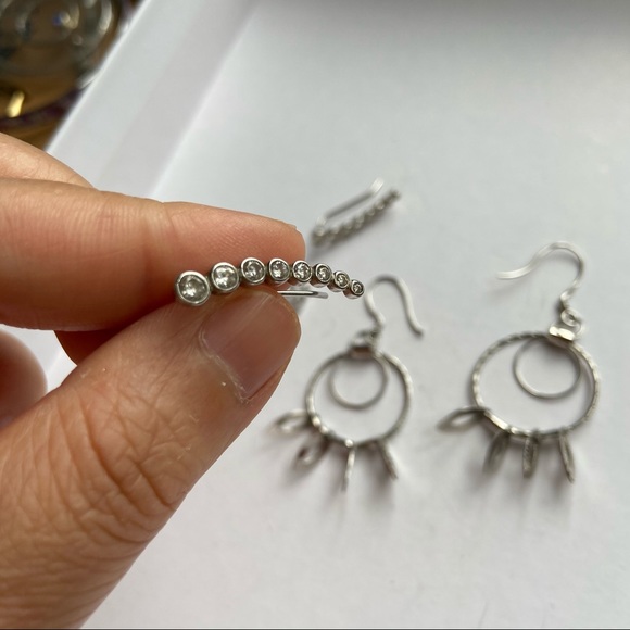 Sterling silver climber danglers and stud earrings - Picture 6 of 7